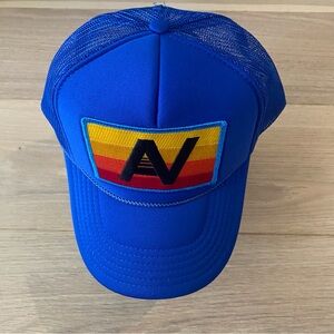 Aviator Nation Blue Trucker Hat with Rainbow Patch